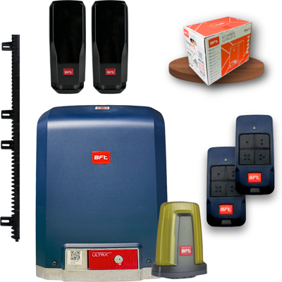 Kit Deimos Bt Ultra B400 Motorisation Coulissant Bft + Crémaillère - Publicité Kit Deimos Bt Ultra B400 Motorisation Coulissant Bft + Crémaillère - Publicité