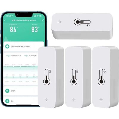 Scotch Lot De 4 Hygromètres Wifi Pour La Maison, Intérieur Et Extérieur - Capteur De Température Et D'Humidité Sans Fil Avec Alerte D'Application À Distance, Fonctionne Avec L'Application Tu - Publicité Scotch Lot De 4 Hygromètres Wifi Pour La Maison, Intérieur Et Extérieur - Capteur De Température Et D'Humidité Sans Fil Avec Alerte D'Application À Distance, Fonctionne Avec L'Application Tu - Publicité