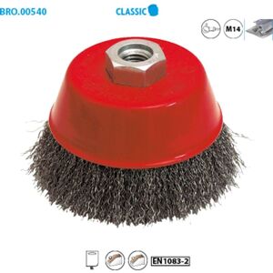 LEMAN Brosse conique D.150 M14 fil 0.30 acier ondule - Publicité LEMAN Brosse conique D.150 M14 fil 0.30 acier ondule - Publicité