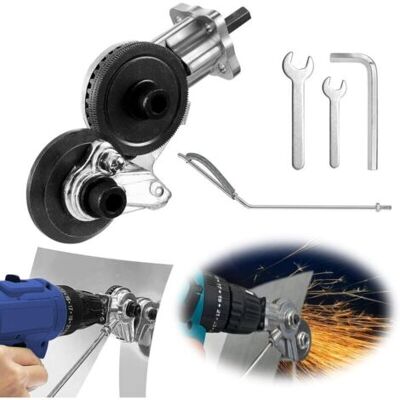 ABYSSE Grignoteuse De Tôle Électrique – Coupe-plaque Pour Fer, Acier, Cuivre, Aluminium – Compatible Perceuses Lithium 12v/21v – Coupe Nette Jusqu'à 1,2mm - Publicité ABYSSE Grignoteuse De Tôle Électrique – Coupe-plaque Pour Fer, Acier, Cuivre, Aluminium – Compatible Perceuses Lithium 12v/21v – Coupe Nette Jusqu'à 1,2mm - Publicité