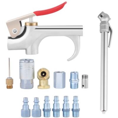 ABYSSE Kit D'Accessoires Pour Compresseur D'Air (14 Pièces) : Pistolet De Soufflage, Buse Pneumatique Pour Le Dépoussiérage - Publicité ABYSSE Kit D'Accessoires Pour Compresseur D'Air (14 Pièces) : Pistolet De Soufflage, Buse Pneumatique Pour Le Dépoussiérage - Publicité