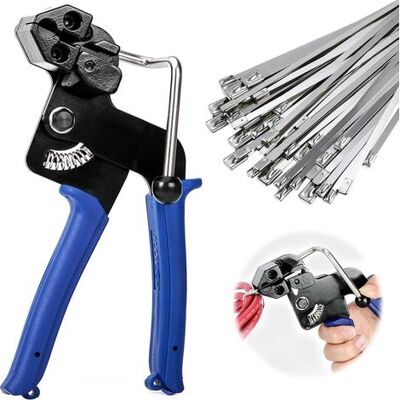ABYSSE Kit De Collier De Serrage Inox, Contient 100 Pièces Serre-câbles Inox Electriques, Pistolet D'Attache De Câble En Métal, Outil D'Attache De Câble Pour Verrouiller Et Coupe - Publicité ABYSSE Kit De Collier De Serrage Inox, Contient 100 Pièces Serre-câbles Inox Electriques, Pistolet D'Attache De Câble En Métal, Outil D'Attache De Câble Pour Verrouiller Et Coupe - Publicité