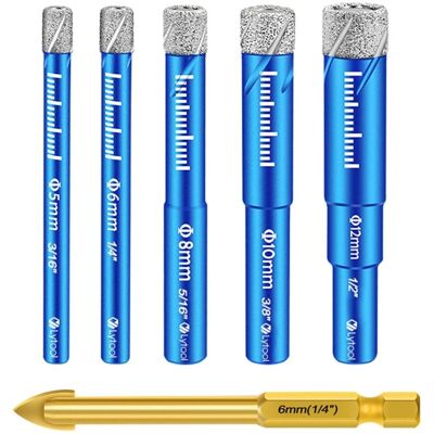 MOXIE Jeu De Forets Pour Carrelage, Forê Diamant Percer Gres Avec 5,6,8,10,12 Mm, Meche Metal Pour Carrelage De 6mm, Foret Mèches Céramique Pour Verre, Granit Marbre Quartz Matériaux Durs - Publicité MOXIE Jeu De Forets Pour Carrelage, Forê Diamant Percer Gres Avec 5,6,8,10,12 Mm, Meche Metal Pour Carrelage De 6mm, Foret Mèches Céramique Pour Verre, Granit Marbre Quartz Matériaux Durs - Publicité