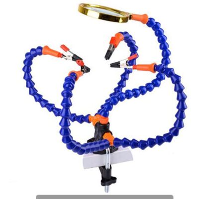 ABYSSE Support Multifonction Troisième Main Secourable, Travaux D'Électronique Et De Soudure (pince À Pincer De 5 Cm, Mains Souples Flexibles Avec Une Loupe 3x) - Publicité ABYSSE Support Multifonction Troisième Main Secourable, Travaux D'Électronique Et De Soudure (pince À Pincer De 5 Cm, Mains Souples Flexibles Avec Une Loupe 3x) - Publicité