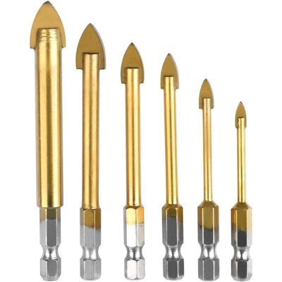 MOXIE 6 Pcs Perceuse À Verre Hexagonale Till Foret Avec Revêtement En Titane Céramique Foret 4mm / 5mm / 6mm / 8mm / 10mm / 12mm Forage Outil Pour Miroir Carreau De Verre - Publicité MOXIE 6 Pcs Perceuse À Verre Hexagonale Till Foret Avec Revêtement En Titane Céramique Foret 4mm / 5mm / 6mm / 8mm / 10mm / 12mm Forage Outil Pour Miroir Carreau De Verre - Publicité