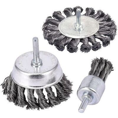 ABYSSE Ensemble De 3 Brosses Métalliques Nouées Avec Manches De 1/4 - Publicité ABYSSE Ensemble De 3 Brosses Métalliques Nouées Avec Manches De 1/4 - Publicité