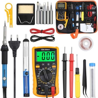 Melissa Fer À Souder Kit, 60w Kit De Soudure, Temperature Réglable De 200-450℃, Multimètre, 5pcs Conseils De Soudage, Pompe À Dessouder, Fil De Soudure, Pincettes, Tournevis, Dénudeur De Fil, Support - Publicité Melissa Fer À Souder Kit, 60w Kit De Soudure, Temperature Réglable De 200-450℃, Multimètre, 5pcs Conseils De Soudage, Pompe À Dessouder, Fil De Soudure, Pincettes, Tournevis, Dénudeur De Fil, Support - Publicité