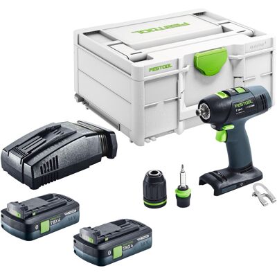 Perceuse-visseuse Sans Fil Festool T 18+3-basic 18 V 50 Nm Brushless + 2 Batteries 4,0 Ah + Chargeur Rapide + Systainer - Publicité Perceuse-visseuse Sans Fil Festool T 18+3-basic 18 V 50 Nm Brushless + 2 Batteries 4,0 Ah + Chargeur Rapide + Systainer - Publicité