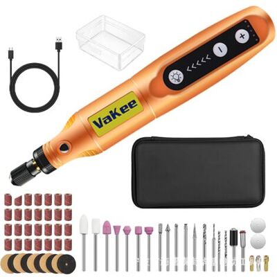 ABYSSE 3.7 V Outil Rotatif Multifonction Sans Fil, 5-vitesses 18000tr/min Max, Mini Perceuse Sans Fil Avec Lumière Led, 61 Pièces Accessoires Pour Sculpture, Polissage, Ponçage, Perçage Et Bricolage - Publicité ABYSSE 3.7 V Outil Rotatif Multifonction Sans Fil, 5-vitesses 18000tr/min Max, Mini Perceuse Sans Fil Avec Lumière Led, 61 Pièces Accessoires Pour Sculpture, Polissage, Ponçage, Perçage Et Bricolage - Publicité