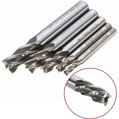 MOXIE 5 Pcs 4/6/8/10/12 Mm 4 Fl没te Tige Droite End Mill Cutter En Acier Rapide Hss Forets - Publicité MOXIE 5 Pcs 4/6/8/10/12 Mm 4 Fl没te Tige Droite End Mill Cutter En Acier Rapide Hss Forets - Publicité