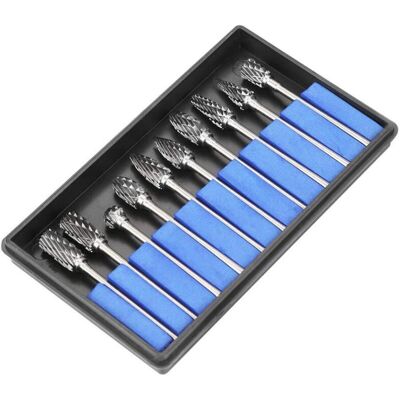 PELTOR 10pcs 3 6mm Fraise Burr Rotative En Carbure De Tungstène Set Double Coupe Tête Otary Burr Gravure Cnc Bits Pour Dremel Outils Rotatifs - Publicité PELTOR 10pcs 3 6mm Fraise Burr Rotative En Carbure De Tungstène Set Double Coupe Tête Otary Burr Gravure Cnc Bits Pour Dremel Outils Rotatifs - Publicité