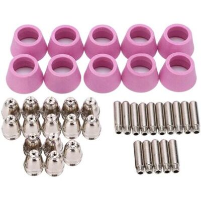 ABYSSE Kit De Consommables Pour Torche De Découpe Plasma, Pointe De Contact D'Électrode, Buse En Céramique Pour Ag60/sg5540 Pièces - Publicité ABYSSE Kit De Consommables Pour Torche De Découpe Plasma, Pointe De Contact D'Électrode, Buse En Céramique Pour Ag60/sg5540 Pièces - Publicité