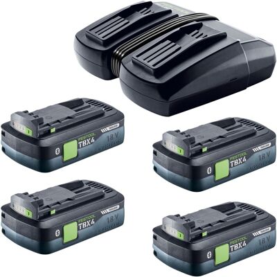 Kit D'Alimentation Festool 18 V 4xtbx4/tcl6duo Avec 4 Batteries Bp 18 Tbx 4 C-asi 18 V 4,0 Ah (4x 578745) + Double Chargeur Tcl 6 Duo (577017) - Publicité Kit D'Alimentation Festool 18 V 4xtbx4/tcl6duo Avec 4 Batteries Bp 18 Tbx 4 C-asi 18 V 4,0 Ah (4x 578745) + Double Chargeur Tcl 6 Duo (577017) - Publicité