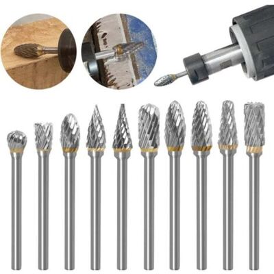 ABYSSE 10pcs Fraise Metal Pour Fraiseuse Double Coupe De Tungstène Fraises Rotatives Fraise Meuleuse Droite Pour Outils Rotatifs Traitement Meulage Gravure Polissage - Publicité ABYSSE 10pcs Fraise Metal Pour Fraiseuse Double Coupe De Tungstène Fraises Rotatives Fraise Meuleuse Droite Pour Outils Rotatifs Traitement Meulage Gravure Polissage - Publicité
