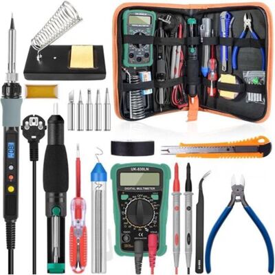 ABYSSE Kit Fer À Souder Électrique 90 W 220 V, Pistolet À Souder, Fer À Souder Numérique Lcd À Température Réglable Avec Kit D'Outils, Multimètre, Pompe À Dessouder, Pannes De Fer À Souder, Stylo À Étain, Ou - Publicité ABYSSE Kit Fer À Souder Électrique 90 W 220 V, Pistolet À Souder, Fer À Souder Numérique Lcd À Température Réglable Avec Kit D'Outils, Multimètre, Pompe À Dessouder, Pannes De Fer À Souder, Stylo À Étain, Ou - Publicité