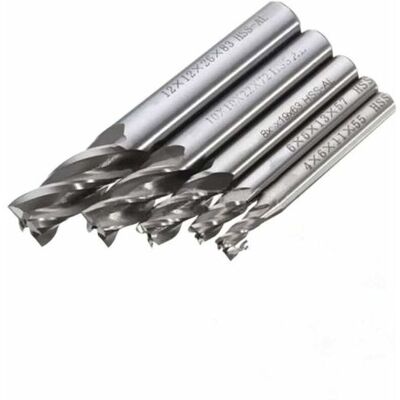 ABYSSE 5 Pcs 4/6/8/10/12 Mm 4 Flte Tige Droite End Mill Cutter En Acier Rapide Hss Forets - Publicité ABYSSE 5 Pcs 4/6/8/10/12 Mm 4 Flte Tige Droite End Mill Cutter En Acier Rapide Hss Forets - Publicité