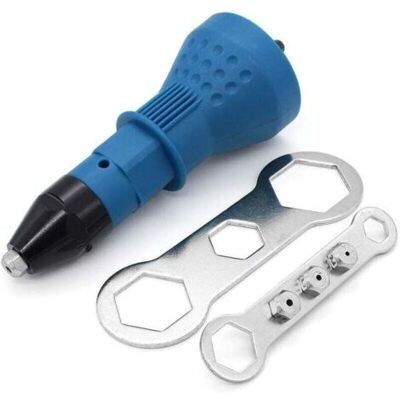 ABYSSE Pistolet À Rivets Sans Fil Kit D'Outil De Perceuse Électrique À Rivets Riveteuse Adaptateur Insert Écrou Outil De Puissance À Main Accessoires Noir (bleu) - Publicité ABYSSE Pistolet À Rivets Sans Fil Kit D'Outil De Perceuse Électrique À Rivets Riveteuse Adaptateur Insert Écrou Outil De Puissance À Main Accessoires Noir (bleu) - Publicité