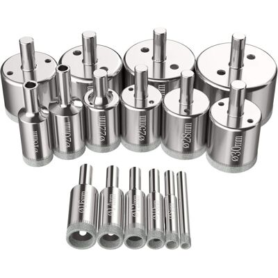 MOXIE Scies-cloches 16 Pcs, Foret Diamant Scie Cloche 6-50 Mm Outils De Perçage En Verre Trous Scies Kit Pour Acier Au Carbone, Perceuse En Verre, Céramique, Porcelaine, Carrelage, Marbre - Publicité MOXIE Scies-cloches 16 Pcs, Foret Diamant Scie Cloche 6-50 Mm Outils De Perçage En Verre Trous Scies Kit Pour Acier Au Carbone, Perceuse En Verre, Céramique, Porcelaine, Carrelage, Marbre - Publicité