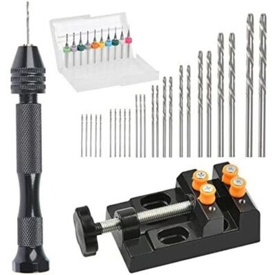 ABYSSE Ensemble De Mini-perceuses À Main 37 Pcs Précision Pin Vise Avec Étau De Perceuse À Colonne Foret Pcb De 0,3 À 1,2 Mm - Publicité ABYSSE Ensemble De Mini-perceuses À Main 37 Pcs Précision Pin Vise Avec Étau De Perceuse À Colonne Foret Pcb De 0,3 À 1,2 Mm - Publicité