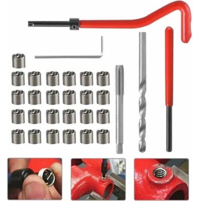 ABYSSE 30pcs Kit Reparation Filetage M6 Inox Foret Hélicoïdal Clé Hexagonale Insert Filetage Taraud Filiere Professionnel Pour Entretien Quotidien Automobile Perceuse Moteur - Publicité ABYSSE 30pcs Kit Reparation Filetage M6 Inox Foret Hélicoïdal Clé Hexagonale Insert Filetage Taraud Filiere Professionnel Pour Entretien Quotidien Automobile Perceuse Moteur - Publicité