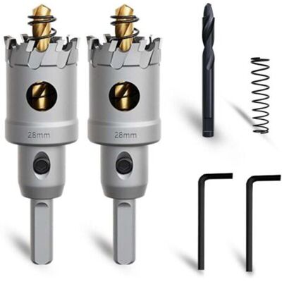 ABYSSE Ensemble De 2 Scies Cloches En Carbure De Tungstène De 28 Mm Avec Mèche De Guidage Nitrurée Supplémentaire Et Clé En L Pour L'Acier, Le Fer, L'Aluminium Et Le Métal. Publicité ABYSSE Ensemble De 2 Scies Cloches En Carbure De Tungstène De 28 Mm Avec Mèche De Guidage Nitrurée Supplémentaire Et Clé En L Pour L'Acier, Le Fer, L'Aluminium Et Le Métal. Publicité