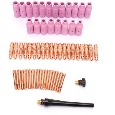 ABYSSE Kit D'Accessoires Pour Torche De Soudage Tig, 62 Pièces, Buses En Céramique Tig, Pinces Pour Wp-26/17/18 - Publicité ABYSSE Kit D'Accessoires Pour Torche De Soudage Tig, 62 Pièces, Buses En Céramique Tig, Pinces Pour Wp-26/17/18 - Publicité