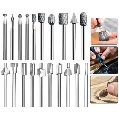 MOXIE Hss Fraises À Défoncer, 20pcs 3mm 1/8" Fraises Acier Rapide Fraises À Bois Kit D'Accessoires Fraises À Défoncer Pour Outil Multifonction Rotatif Pour Dremel Foredom Proxxon Rotatif Outil - Publicité MOXIE Hss Fraises À Défoncer, 20pcs 3mm 1/8" Fraises Acier Rapide Fraises À Bois Kit D'Accessoires Fraises À Défoncer Pour Outil Multifonction Rotatif Pour Dremel Foredom Proxxon Rotatif Outil - Publicité