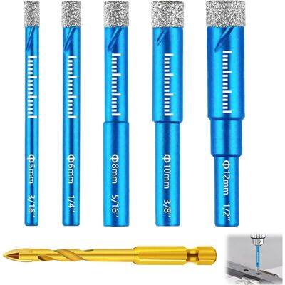 OEM Jeu De Forets Pour Carrelage, Forê Diamant Percer Gres Avec 5,6,8,10,12 Mm, Meche Metal Pour Carrelage De 6mm, Foret Mèches Céramique Pour Verre, Granit Marbre Quartz Matériaux Durs-dou - Publicité OEM Jeu De Forets Pour Carrelage, Forê Diamant Percer Gres Avec 5,6,8,10,12 Mm, Meche Metal Pour Carrelage De 6mm, Foret Mèches Céramique Pour Verre, Granit Marbre Quartz Matériaux Durs-dou - Publicité
