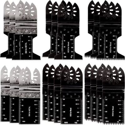 ABYSSE Lame Outil Multifonction Oscillant - 6 Types De Lame Scie Oscillante Robuste - Ajustement Universel À Dégagement Rapide - Pour Métal, Bois, Plastique, Mdf Et Plus - Lot De 20 - Publicité ABYSSE Lame Outil Multifonction Oscillant - 6 Types De Lame Scie Oscillante Robuste - Ajustement Universel À Dégagement Rapide - Pour Métal, Bois, Plastique, Mdf Et Plus - Lot De 20 - Publicité