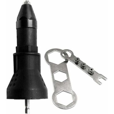 ABYSSE Pistolet À Riveter Électrique - Kit D'Outils De Perceuse Et De Rivetage - Accessoire Adaptateur, Noir - Publicité ABYSSE Pistolet À Riveter Électrique - Kit D'Outils De Perceuse Et De Rivetage - Accessoire Adaptateur, Noir - Publicité