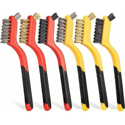 ABYSSE 6 Brosses Métalliques (acier, Laiton Et Nylon) Pour Le Nettoyage Des Scories De Soudure Et De La Rouille. Publicité ABYSSE 6 Brosses Métalliques (acier, Laiton Et Nylon) Pour Le Nettoyage Des Scories De Soudure Et De La Rouille. Publicité