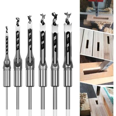 Melissa Lot De 6 Forets À Bois Trou Carré Bédanes Creux En Acier Outils Set Pour Travail Du Bois Foret A Trou Carre Foret Trou De Perçage Mortaiser Burin 6,4/8/9,5/12,7/14/16mm Mèches Trou Carré - Publicité Melissa Lot De 6 Forets À Bois Trou Carré Bédanes Creux En Acier Outils Set Pour Travail Du Bois Foret A Trou Carre Foret Trou De Perçage Mortaiser Burin 6,4/8/9,5/12,7/14/16mm Mèches Trou Carré - Publicité