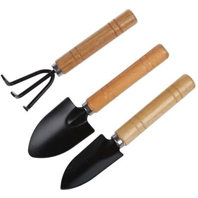 BARBAYDOS Outils De Jardinage - 3 Mini Outils Avec Manches En Bois Râteau Pelle Bêche - Noir - Publicité BARBAYDOS Outils De Jardinage - 3 Mini Outils Avec Manches En Bois Râteau Pelle Bêche - Noir - Publicité