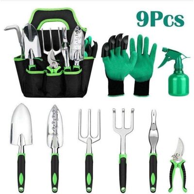 BALLSHOP Fournitures De Pelle De Jardin Ensemble En Alliage D'Aluminium Ensemble D'Outils De Jardin De 9 Pièces Ensemble De Pelle À Manche Bicolore En Silicone - Publicité BALLSHOP Fournitures De Pelle De Jardin Ensemble En Alliage D'Aluminium Ensemble D'Outils De Jardin De 9 Pièces Ensemble De Pelle À Manche Bicolore En Silicone - Publicité