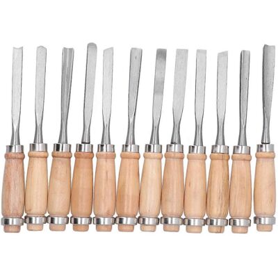 FLAMMKRAFT Ensemble De 12 Ciseaux À Bois Pour Le Tournage Et Le Traçage Du Bois, Outils De 20 Cm (8 Pouces) - Publicité FLAMMKRAFT Ensemble De 12 Ciseaux À Bois Pour Le Tournage Et Le Traçage Du Bois, Outils De 20 Cm (8 Pouces) - Publicité