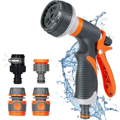 MOXIE Pistolet D'Arrosage, Pulvérisateur De Jardin, 8 Modes D'Arrosage Pistolet Arrosoir Avec 4 Interface Pour Le Lavage Des Voitures,les Jardins - Publicité MOXIE Pistolet D'Arrosage, Pulvérisateur De Jardin, 8 Modes D'Arrosage Pistolet Arrosoir Avec 4 Interface Pour Le Lavage Des Voitures,les Jardins - Publicité