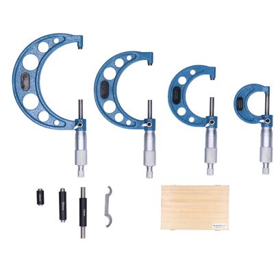 WEYTOLL Micromètre Extérieur, Ensemble D'Outils De Mesure En Métal De Haute Précision 4 Pièces 25/50/75/100mm 0.01mm - Publicité WEYTOLL Micromètre Extérieur, Ensemble D'Outils De Mesure En Métal De Haute Précision 4 Pièces 25/50/75/100mm 0.01mm - Publicité