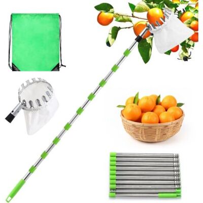 Bunthaus Perche Telescopique 4.2m Pour Cueillir Les Fruits, Avec Sac De Rangement, En Acier Inoxydable Réglable Pour Ramasser Cerises, Pommes, Noix, Olives Et Prunes - Publicité Bunthaus Perche Telescopique 4.2m Pour Cueillir Les Fruits, Avec Sac De Rangement, En Acier Inoxydable Réglable Pour Ramasser Cerises, Pommes, Noix, Olives Et Prunes - Publicité