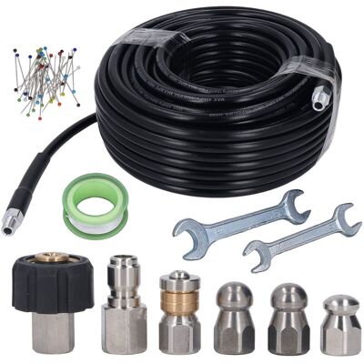 OEM Jeffergarden Kit De Jet D'Égout Pour Nettoyeur Haute Pression, Tuyau De Nettoyage De Vidange De 100 Pieds, 5800psi, 1/4 Pouces Npt Avec 2 Clés-dou - Publicité OEM Jeffergarden Kit De Jet D'Égout Pour Nettoyeur Haute Pression, Tuyau De Nettoyage De Vidange De 100 Pieds, 5800psi, 1/4 Pouces Npt Avec 2 Clés-dou - Publicité