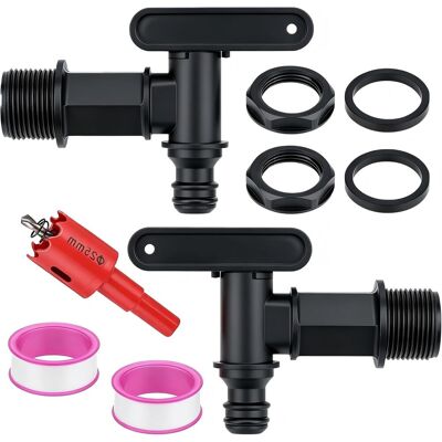 ORTVIAI Kit 2 Robinets Récupérateur Eau Pluie 3/4" - Avec Clé Scie Cloche, Écrous, Joints Et Ruban Téflon Pour Cuve Jardin - Publicité ORTVIAI Kit 2 Robinets Récupérateur Eau Pluie 3/4" - Avec Clé Scie Cloche, Écrous, Joints Et Ruban Téflon Pour Cuve Jardin - Publicité