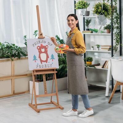 ALLAUVE Chevalet Bois Hêtre Réglable Hauteur Inclinaison + Plateau De Rangement, Naturel, 53x50,5x171-230cm - Publicité ALLAUVE Chevalet Bois Hêtre Réglable Hauteur Inclinaison + Plateau De Rangement, Naturel, 53x50,5x171-230cm - Publicité