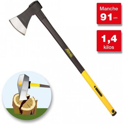 Hache 1,4kg - Manche Tri-mat. 91 Cm - Outil De Coupe Efficace - Fiable - D-work - Publicité Hache 1,4kg - Manche Tri-mat. 91 Cm - Outil De Coupe Efficace - Fiable - D-work - Publicité