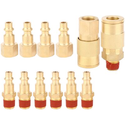SJLERST Connecteur De Tuyau D'Air Npt De 1/4 Pouces, 12 Pièces, Coupleur Mâle Femelle À Dégagement Rapide, Raccord Pneumatique - Publicité SJLERST Connecteur De Tuyau D'Air Npt De 1/4 Pouces, 12 Pièces, Coupleur Mâle Femelle À Dégagement Rapide, Raccord Pneumatique - Publicité