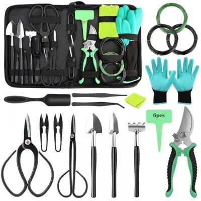OEM Kit Débutant Bonsaï 24 Pièces - Coffret Outils Professionnels Avec Sac De Rangement (mini Pelle, Truelle, Râteau + Gants) - Ensemble Jardinage Bonsaï Complet - Publicité OEM Kit Débutant Bonsaï 24 Pièces - Coffret Outils Professionnels Avec Sac De Rangement (mini Pelle, Truelle, Râteau + Gants) - Ensemble Jardinage Bonsaï Complet - Publicité