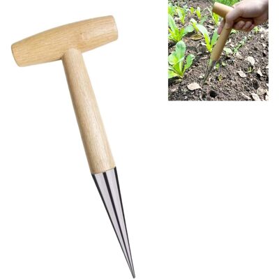 GRASSLIN 1 Plantoir À Bulbes, Pointe Inox, Manche Bois 28cm, Outil Jardin, Pour Semis Et Fleurs - Publicité GRASSLIN 1 Plantoir À Bulbes, Pointe Inox, Manche Bois 28cm, Outil Jardin, Pour Semis Et Fleurs - Publicité