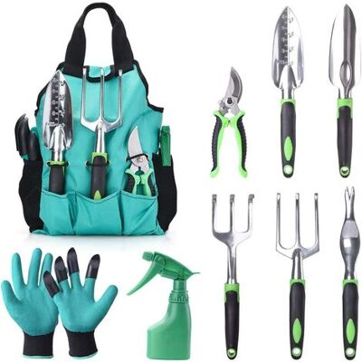 AQUAFORGE Ensemble D'Outils De Jardin Ergonomiques 9 Pièces Comprenant Un Sécateur, Une Pelle, Un Outil De Plantation, Un Râteau, Un Désherbeur, Une Fourche À Main Et Un Sac De Transport. Publicité AQUAFORGE Ensemble D'Outils De Jardin Ergonomiques 9 Pièces Comprenant Un Sécateur, Une Pelle, Un Outil De Plantation, Un Râteau, Un Désherbeur, Une Fourche À Main Et Un Sac De Transport. Publicité