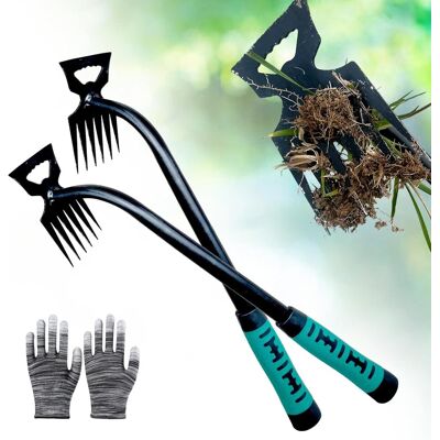 ANGEL CERDA Ensemble De 2 Pièces, Outils De Désherbage Manuels De Jardinage, Râteau À Désherber Manuel Multifonctionnel (6 Dents). Publicité ANGEL CERDA Ensemble De 2 Pièces, Outils De Désherbage Manuels De Jardinage, Râteau À Désherber Manuel Multifonctionnel (6 Dents). Publicité