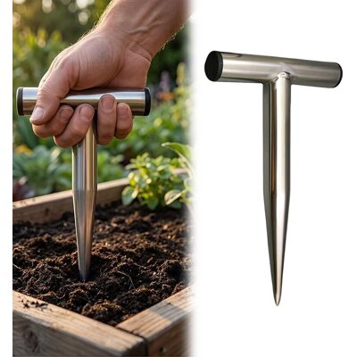 GRASSLIN 1 - Plantoir - Bulbe - Acier Inoxydable - Poignée En T - Pour Tulipes Et Jonquilles - Jardinage - Argent - 21,3x2,8cm - Publicité GRASSLIN 1 - Plantoir - Bulbe - Acier Inoxydable - Poignée En T - Pour Tulipes Et Jonquilles - Jardinage - Argent - 21,3x2,8cm - Publicité