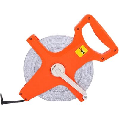 JILLIOPER Facaiio Mètre Ruban En Fibre De Verre À Bobine Ouverte Avec Double Échelle Métrique Et Pouce, 100 M, Résistant À L'Eau, Utilisation En Extérieur, Rétractable Avec Poignée Ergonomique - Publicité JILLIOPER Facaiio Mètre Ruban En Fibre De Verre À Bobine Ouverte Avec Double Échelle Métrique Et Pouce, 100 M, Résistant À L'Eau, Utilisation En Extérieur, Rétractable Avec Poignée Ergonomique - Publicité