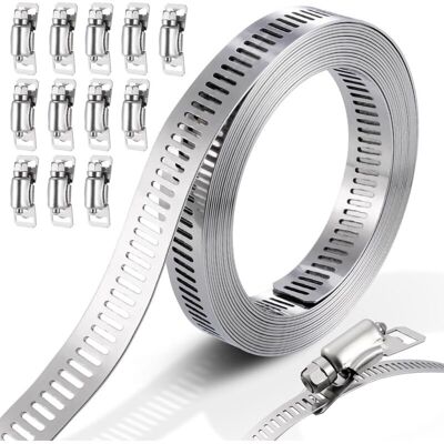 IRISFR Lntyq 3 Mètres Colier De Serrage Metalique, 12 Pièces Collier De Serrage Réglable, 304 Collier De Serrage En Acier Inoxydable Pour Réservoir/automobile/automobile/home Gaz/lave-vaisselle/jardin - Publicité IRISFR Lntyq 3 Mètres Colier De Serrage Metalique, 12 Pièces Collier De Serrage Réglable, 304 Collier De Serrage En Acier Inoxydable Pour Réservoir/automobile/automobile/home Gaz/lave-vaisselle/jardin - Publicité